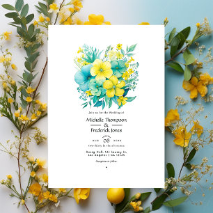 Convites Casamento Floral Turquesa e Limão