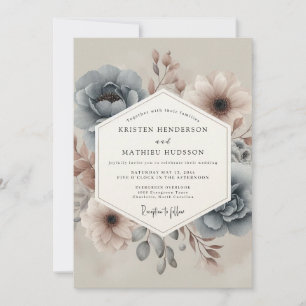 Convites Casamento Floral Turvo em Slate