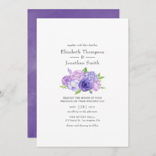 Convites Casamento Floral Ultra Violet Watercolor