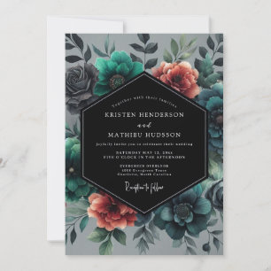 Convites Casamento Floral Veneziano Turquesa