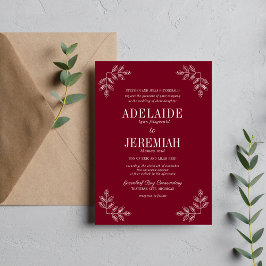 Convites Casamento Floral Verdadeiro Simplicidade 6 Burgund