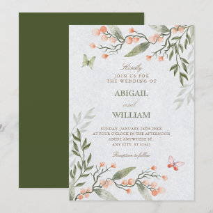 Convites Casamento floral verde 
