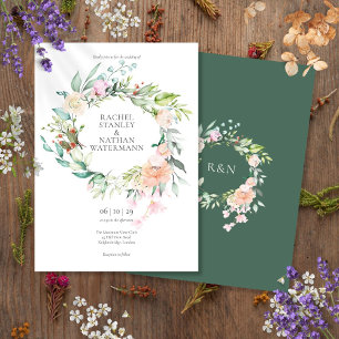 Convites Casamento Floral Verde Água Elegante