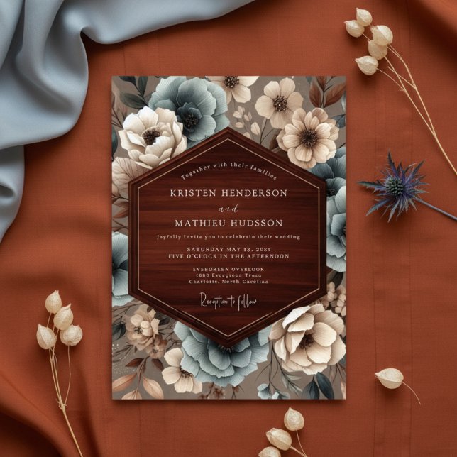 Convites Casamento Floral Verde-Água na Floresta (Criador carregado)