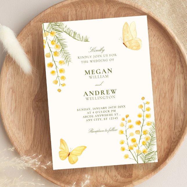 Convites Casamento floral verde amarelo (Criador carregado)
