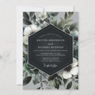 Convites Casamento Floral Verde Ardósia