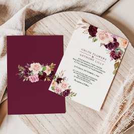 Convites Casamento Floral Verde Blush Burgundy