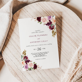 Convites Casamento Floral Verde Blush Burgundy