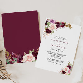 Convites Casamento Floral Verde Blush Burgundy