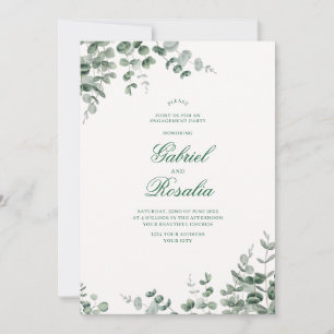 Convites Casamento Floral Verde Branco e Negro Moderno Invi