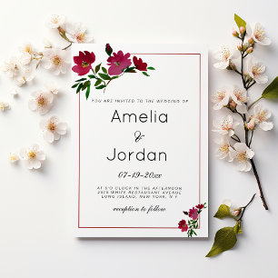 Convites Casamento floral verde-burguês-rosa-botânico