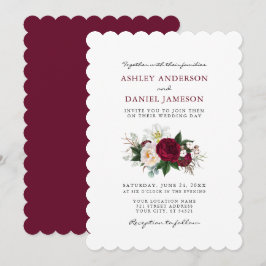 Convites Casamento Floral Verde Burgundy Aquarela S