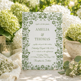 Convites Casamento Floral Verde Cítrico