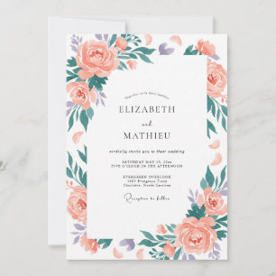 Convites Casamento Floral Verde Claro Pêssego
