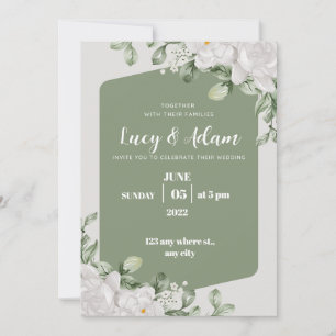 Convites casamento floral verde e branco