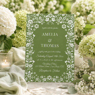 Convites Casamento Floral Verde e Branco