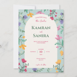 Convites Casamento Floral Verde e Creme
