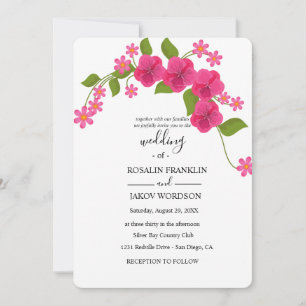 Convites casamento floral verde e magenta claro