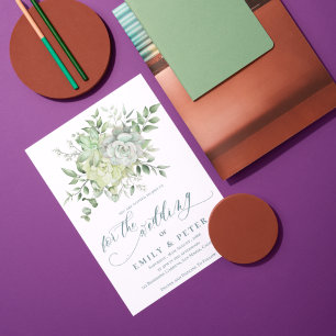 Convites Casamento Floral Verde Elegante Eucalyptus Bonito