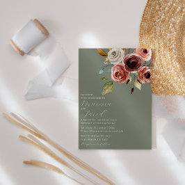 Convites Casamento Floral Verde Elegante Sage