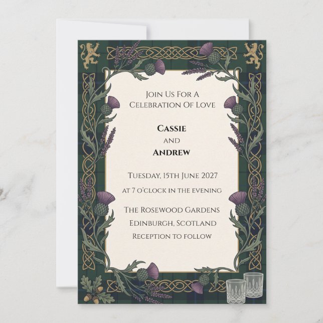 Convites Casamento Floral Verde Escuro (Frente)
