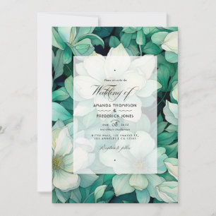Convites Casamento Floral Verde Esmeralda e Prata