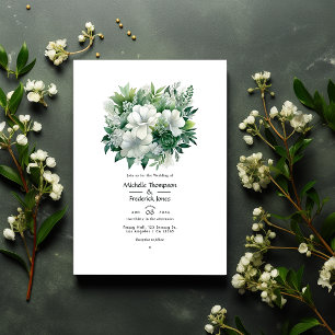 Convites Casamento Floral Verde Esmeralda e Prata