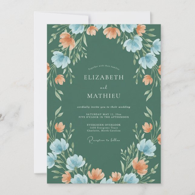 Convites Casamento Floral Verde Exuberante (Frente)