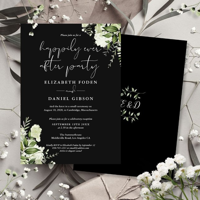 Convites Casamento Floral Verde Feliz Para Sempre (Greenery Floral Happily Ever After Wedding Invitation)