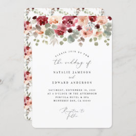 Convites Casamento floral verde-impermeável