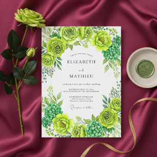 Convites Casamento Floral Verde Limão Caprichoso