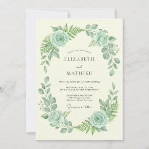 Convites Casamento Floral Verde Menta