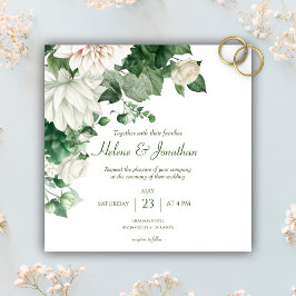 Convites Casamento Floral Verde Moderno