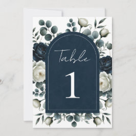 Convites Casamento Floral Verde Moderno Azul Escuro e Branc