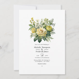 Convites Casamento Floral Verde Musgo