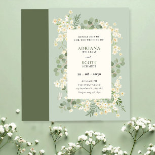 Convites Casamento floral verde pastel