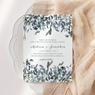 Convites Casamento Floral Verde Prateado Salvia