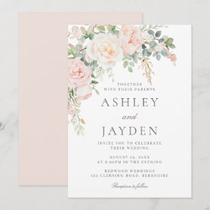 Convites Casamento Floral Verde-Rosa-Blush e Sage