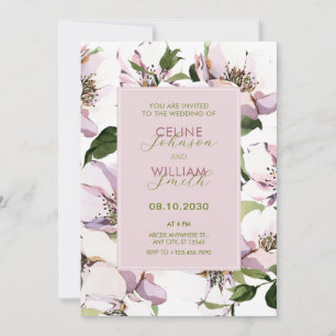 Convites Casamento floral verde-roxo