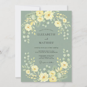 Convites Casamento Floral Verde Salvia na Primavera