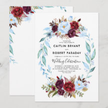 Casamento Floral Vermelho e Azul Dusty