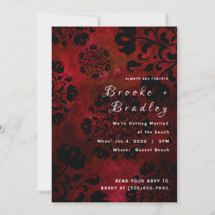 Convites Casamento Floral Vermelho e Preto
