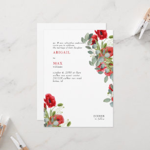 Convites Casamento Floral Vermelho Eucalipto Vibrante
