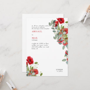 Convites Casamento Floral Vermelho Eucalyptus Vibrante