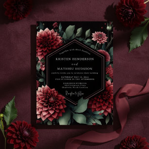 Convites Casamento Floral Vermelho Intenso e Sofisticado