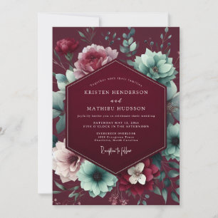 Convites Casamento Floral Vermelho Intenso e Temperamental