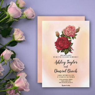 Convites Casamento floral vermelho-rosa empoeirado Elegante