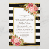 Casamento Floral Vermelho Rosa Preto Branco Dourad