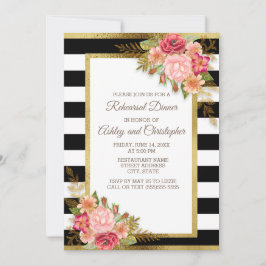 Convites Casamento Floral Vermelho Rosa Preto Branco Dourad