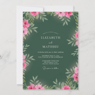 Convites Casamento Floral Vibrante Verde Floresta
